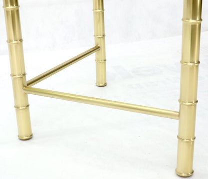 Double Pedestal Faux Brass Bamboo Glass Top Dining Conference Table