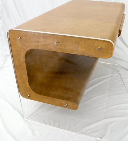 Lucite Base Faux Snake Skin Sculptural Shape One-Drawer Writing Table Desk