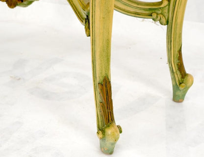 Carved French Regency Paint Decorated Console Table w/ Rouge Pink Marble Top