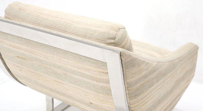Heavy Stainless Steel Base Upholstered Scoop Lounge Chair