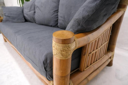 Heavy Large Diameter Bamboo Frame Mid-Century Modern Sofa