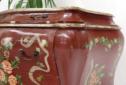 Red Lacquer Painted Bombay Dresser Chest of Drawers