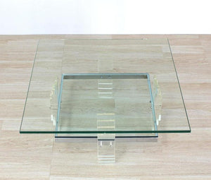 Nice Large Lucite and Glass Square Coffee Table