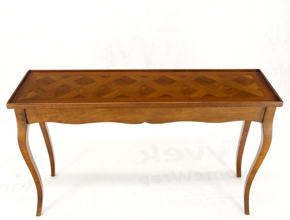 Parquetry Top Cabriole Leg Decorative Italian Modern Walnut Console Sofa Table