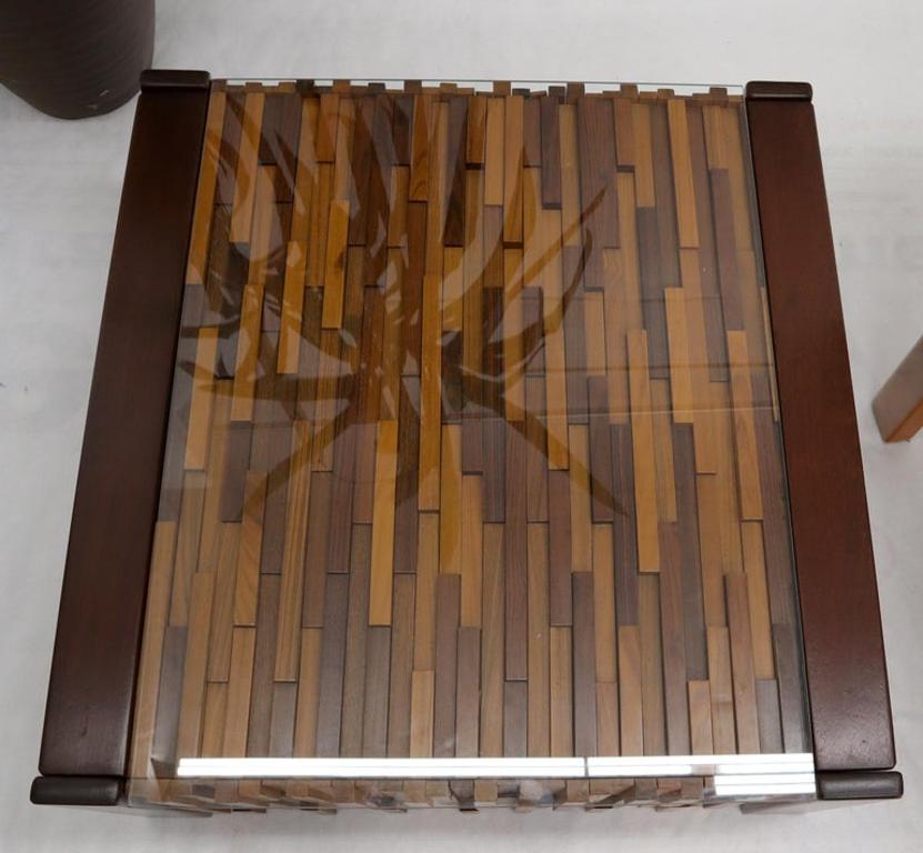 Pair of Percival Lafer Coffee Table Brazilian Rosewood Exotic Wood Mosaic