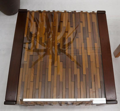 Pair of Percival Lafer Coffee Table Brazilian Rosewood Exotic Wood Mosaic