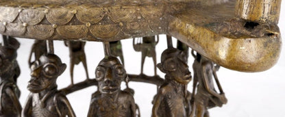 Solid Bronze 44 Figurines African Cameroon Bronze Figurative Throne Chair