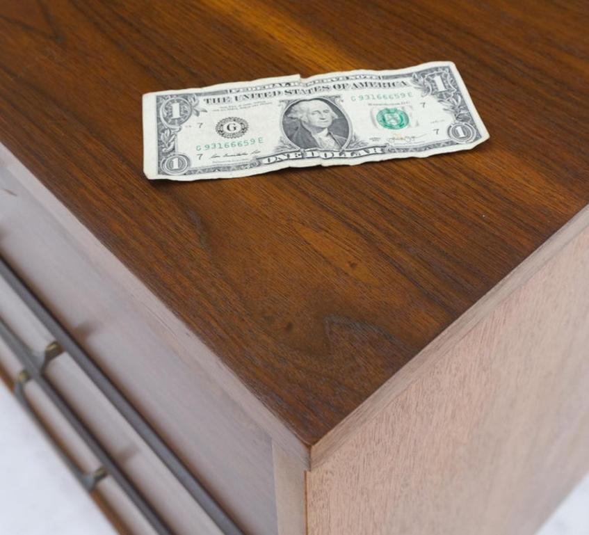 Long Walnut 9 Drawers Two Doors Mid-Century Modern Dresser Credenza Burl Accents