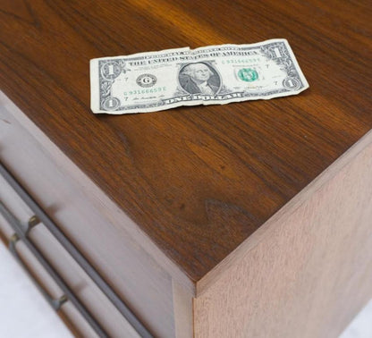 Long Walnut 9 Drawers Two Doors Mid-Century Modern Dresser Credenza Burl Accents