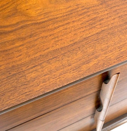 Pair Walnut Mid Century 3 Drawers Sculptural Night Stands End Tables Mint!