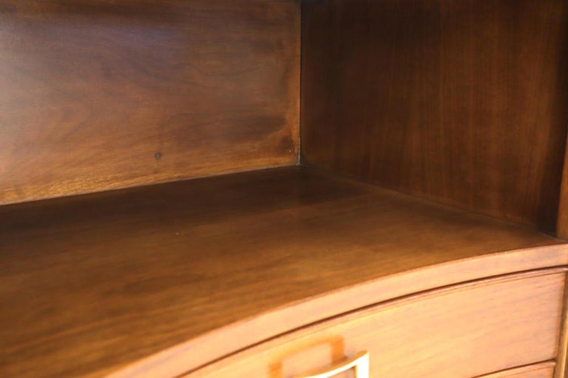 Pair of Paul Frankl Walnut Nightstands for Johnson Furniture Solid Brass Pulls