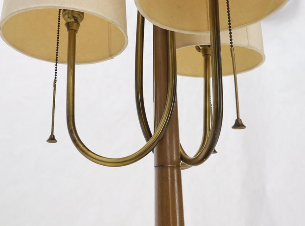 Large Mid-Century Modern Three arms Table or Floor Lamp with Cylinder Shades