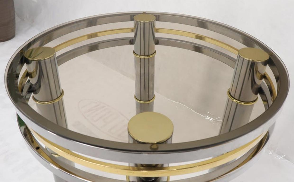 Chrome Brass Smoked Glass Round Side Table Stand