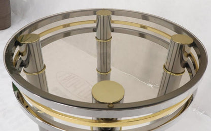 Chrome Brass Smoked Glass Round Side Table Stand