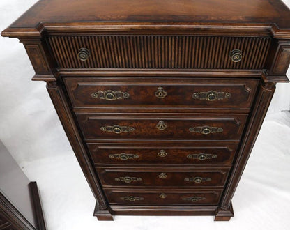 Pair of Tall 6 Drawers Burl Wood Dressers