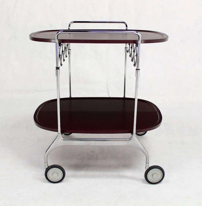 EstablishedLines Mid-Century Modern Folding Stow Away Serving Cart Table on Wheels by Cartel MINT