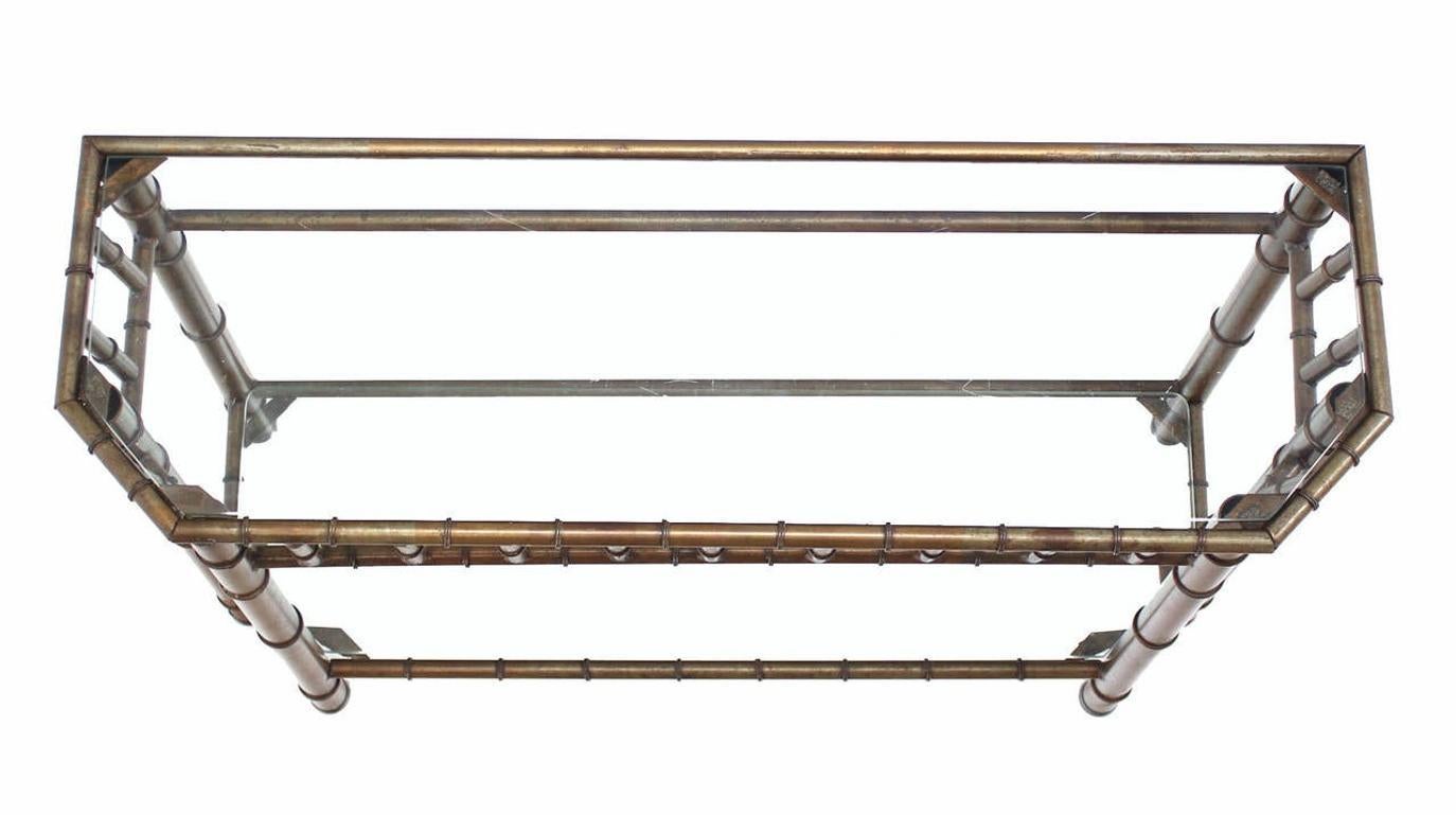 Metal Faux Bamboo Two Tier Bottom Shelf Medium Size Console Sofa Table Mint!
