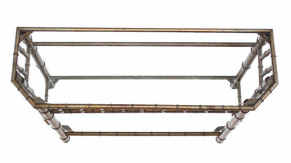 Metal Faux Bamboo Two Tier Bottom Shelf Medium Size Console Sofa Table Mint!