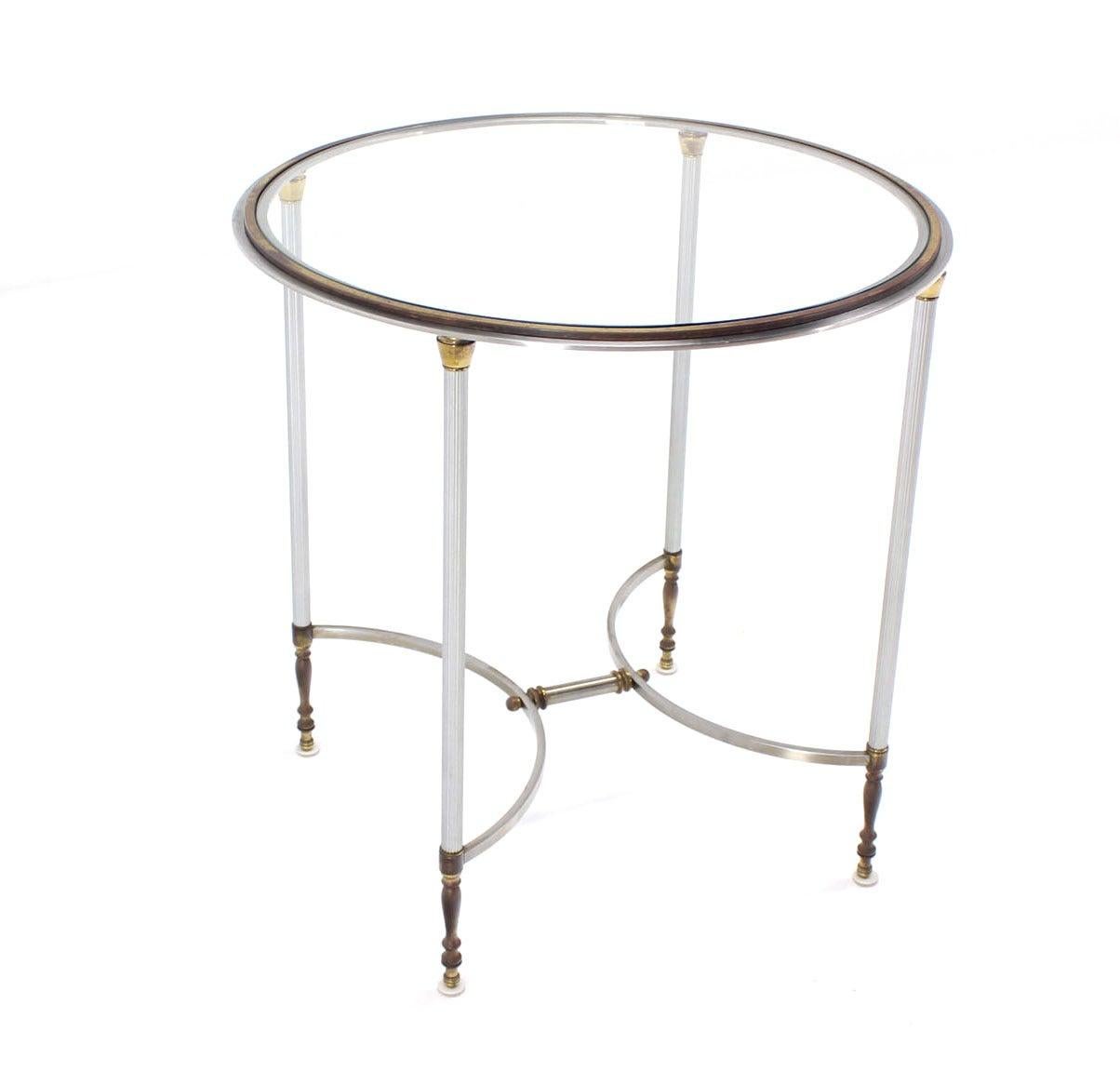 EstablishedLines Mid Century Modern Brass & Chrome Gueridon Round Side End Lamp Table Stand MINT!