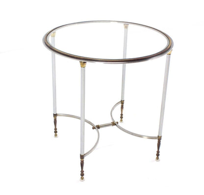 EstablishedLines Mid Century Modern Brass & Chrome Gueridon Round Side End Lamp Table Stand MINT!