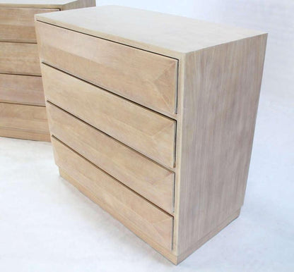Pair Solid Mahogany Raised Front Mid Century Modern Bleached Bachelor Chest MINT