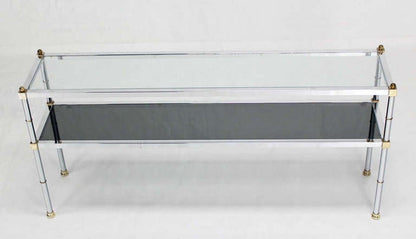 EstablishedLines Chrome Brass and Glass Two Tier Console or Sofa Table Mid Century Modern MINT!