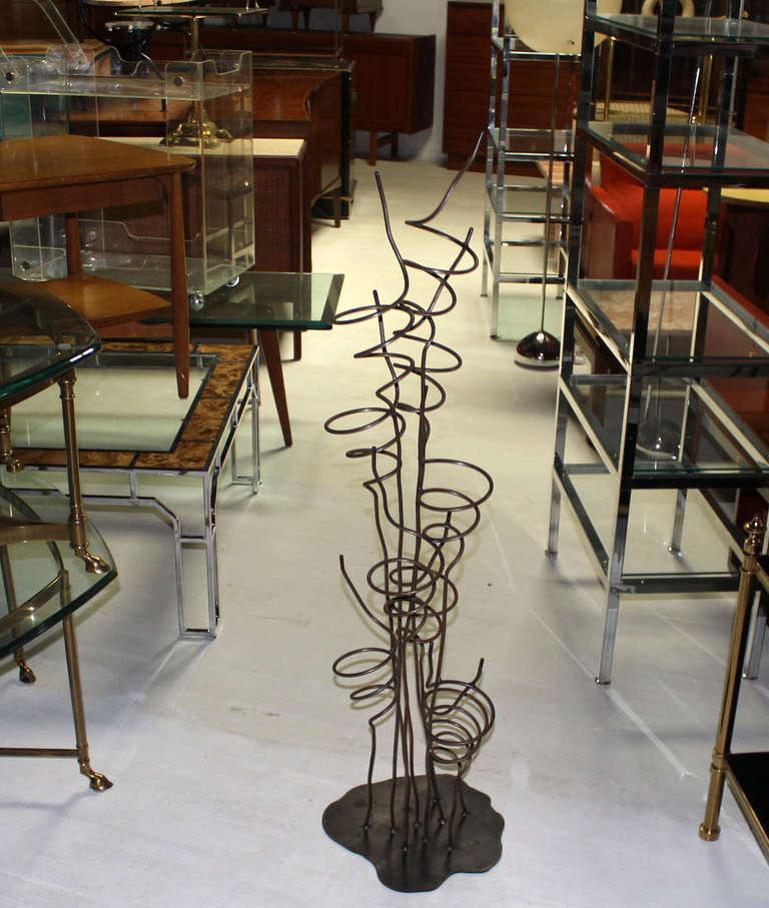 Wrought Iron Sculptural Wine Tree Rack