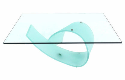 Italian Frosted Glass Ribbon Base Square Glass Top Rectangle Coffee Table MINT!