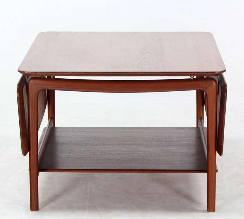EstablishedLines John Stuart Danish Mid Century Modern Solid Teak Drop Leaf Coffee Center Table