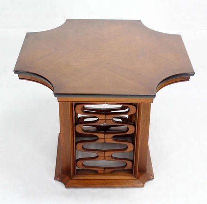 EstablishedLines Occasional Side Table Finely Carved Solid Walnut Base Figural Top Mid Century