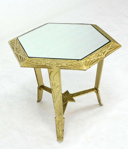 Fine Mid Century Modern Art Deco Hexagon Top Star of David Base Side End Table