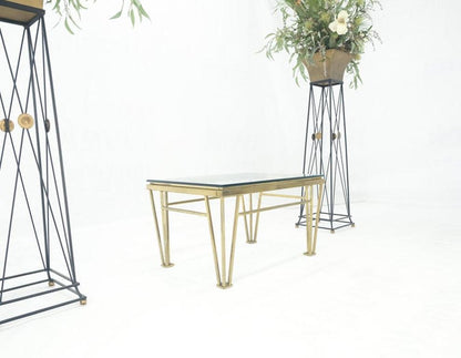 EstablishedLines Geometric Frame Style Legs  Rectangular Brass Plated Side Table w/ Glass Top