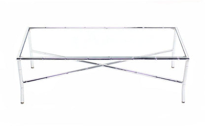 EstablishedLines Mid Century Italian Modern Faux Bamboo X-Base Long Rectangle Coffee Table MINT!