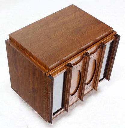 Mid Century Modern Oiled Walnut Brutalist  Night Stand End Table Double Door