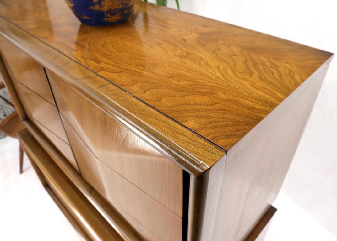 Diamond Front Walnut Mid-Century Modern Double High Chest Dresser