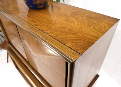 Diamond Front Walnut Mid-Century Modern Double High Chest Dresser