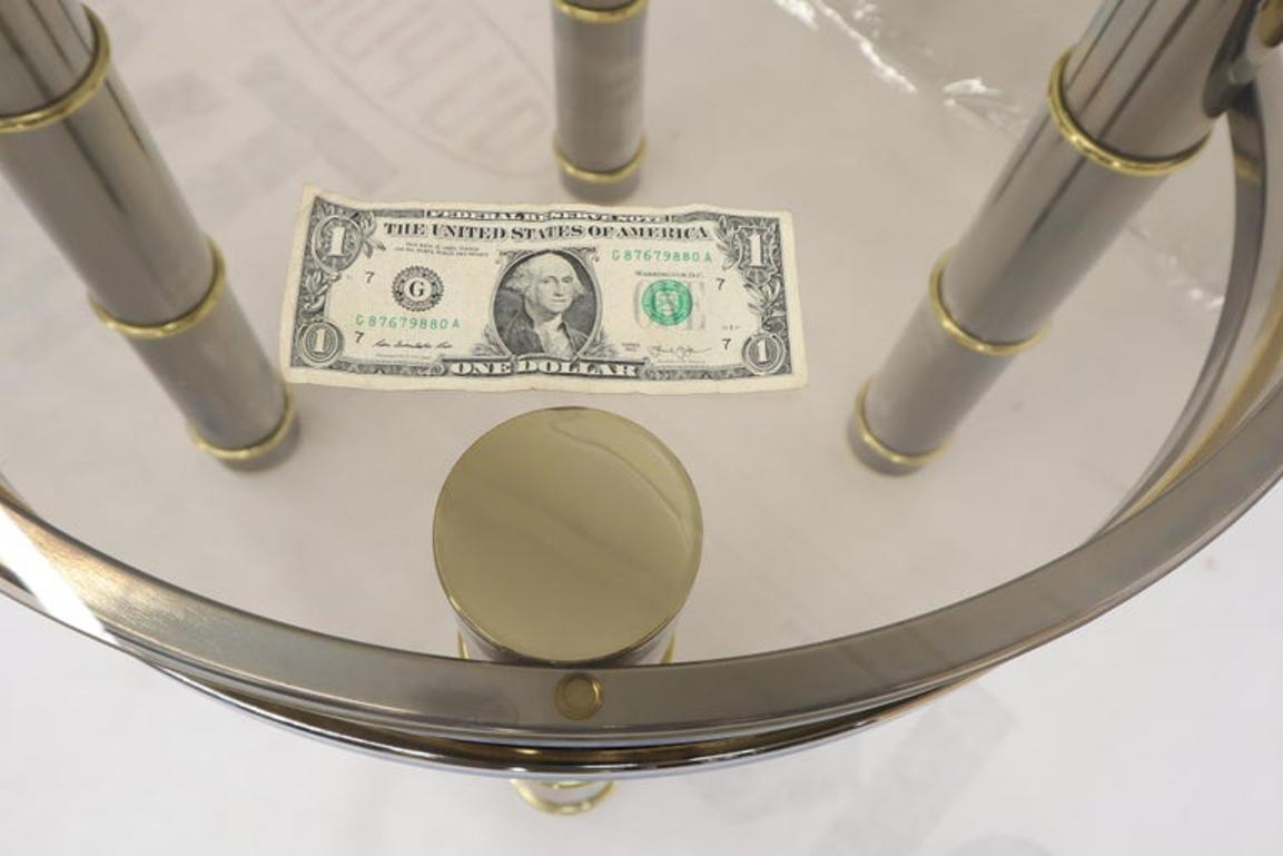 Chrome Brass Smoked Glass Round Side Table Stand
