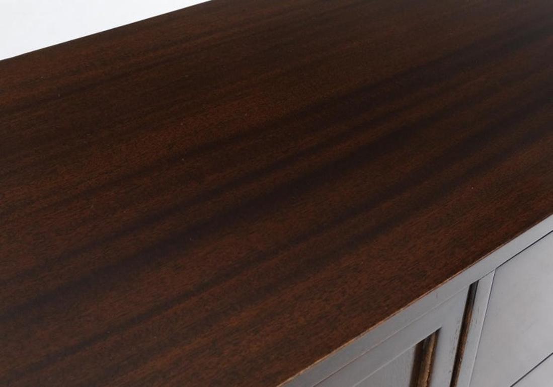 Espresso Harvey Probber Sliding Doors Compartment 12 Drawers Credenza Dresser