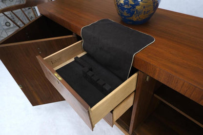 Three Doors Compartments Two Fitted Doors Walnut Mid Century Server Buffet