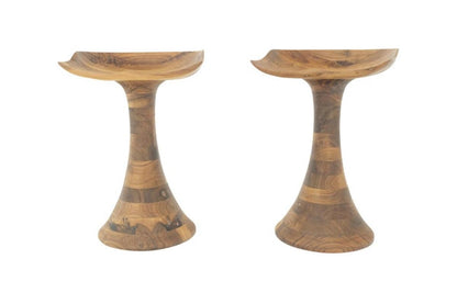 Turned Bases Carved Seat Solid Oiled Walnut Bar Stools  MINT!