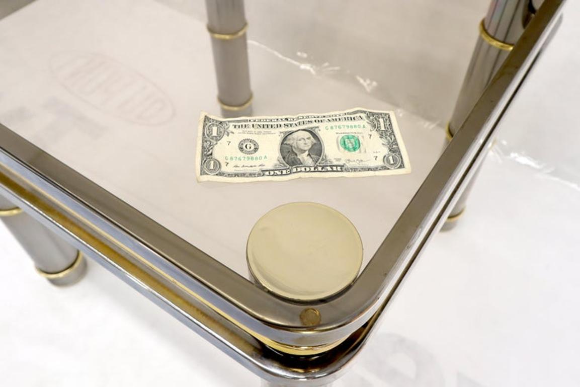 Chrome Brass Smoked Glass Side End Coffee Table Stand