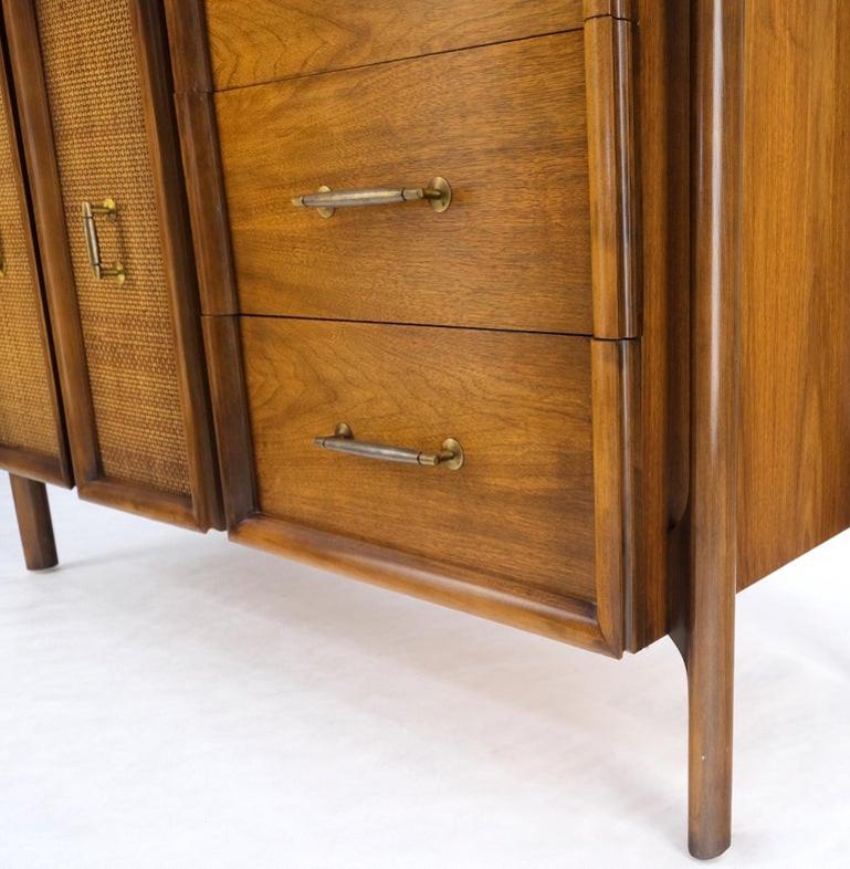 Exposed Sculptural Legs Walnut Three Drawers Two Doors Credenza Server Sideboard