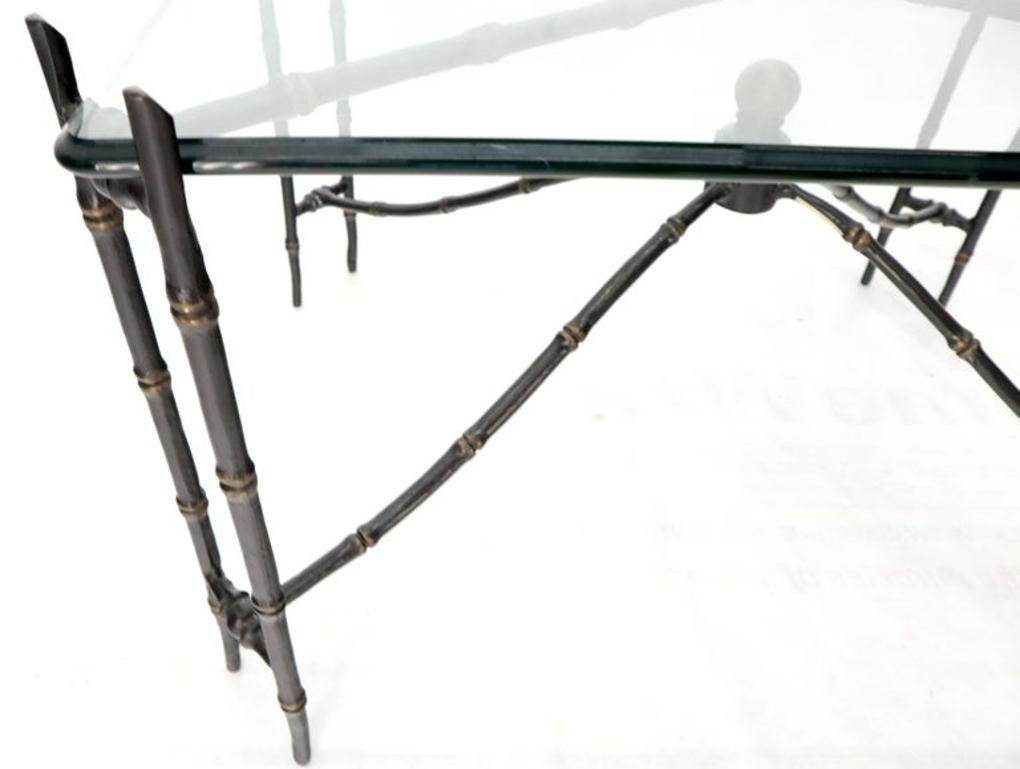 Bronze Faux Bamboo Glass Top Rectangular Coffee Table