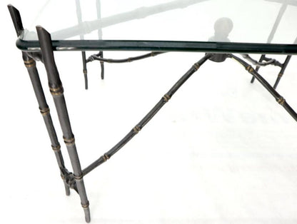 Bronze Faux Bamboo Glass Top Rectangular Coffee Table