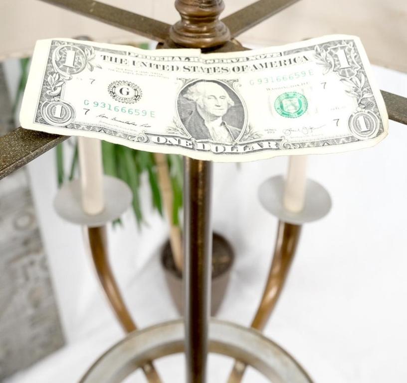 Solid Brass 6 "Candles" Chapman Ceiling Light Fixture Chandelier Mid Century