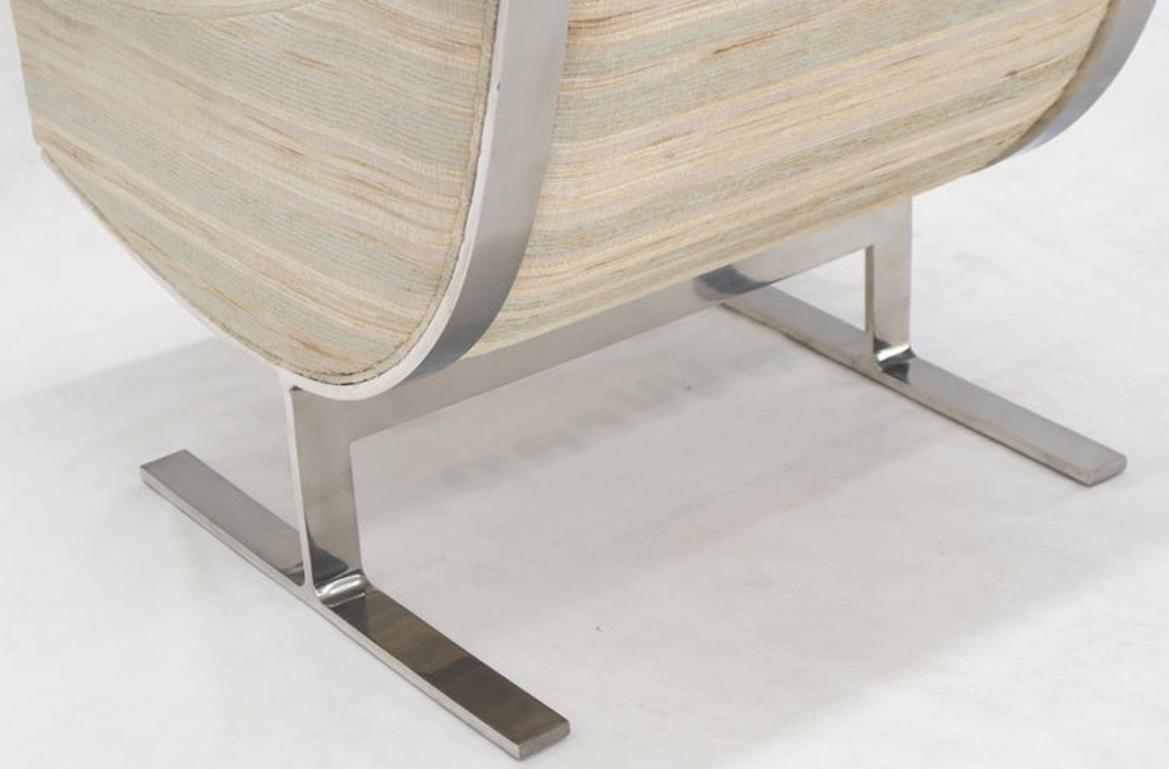 Heavy Stainless Steel Base Upholstered Scoop Lounge Chair