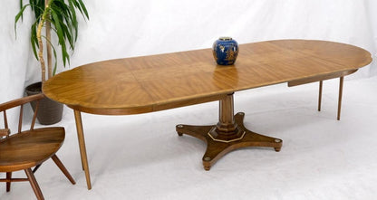 Round Clove Shape Burl Walnut Dining Conference Table w/ 3 Extension Leaves