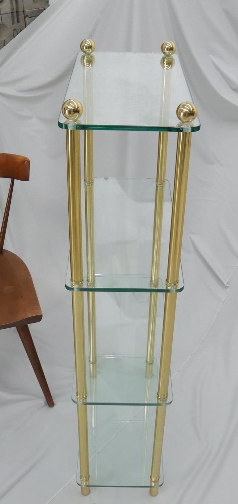 Petit Compact Class and Brass 4-Tier Étagère Shelf Bookcase