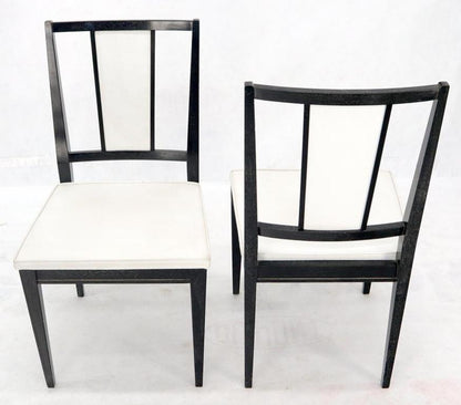 Set of Six Ebonized Cerused Walnut Dining Chairs