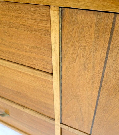 5 Drawers Two Door Compartments Long Walnut Credenza Dresser Dowel Legs Mint!